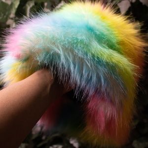 Rainbow Color Furry Bucket Hat